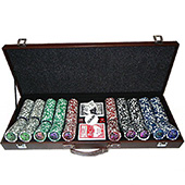 Фотография Набор для покера на 500 фишек в коричневом кожаном кейсе [=city]