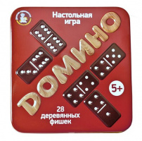 Фотография Настольная деревянная игра «Домино» 28 фишек (жестяная коробочка) [=city]